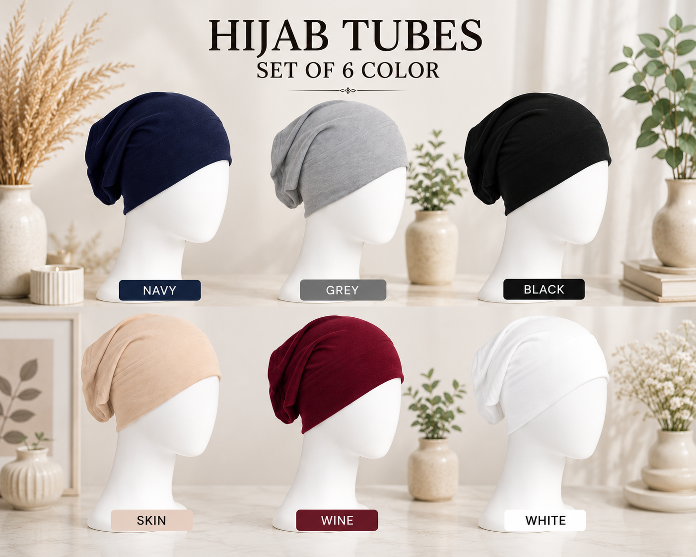 Hijab Tubes Set of 6 Colors