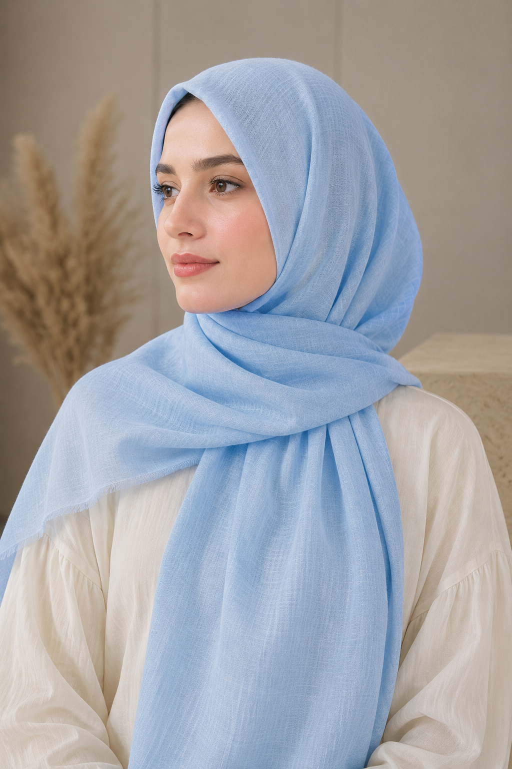 Turkish Lawn Hijab - Sky