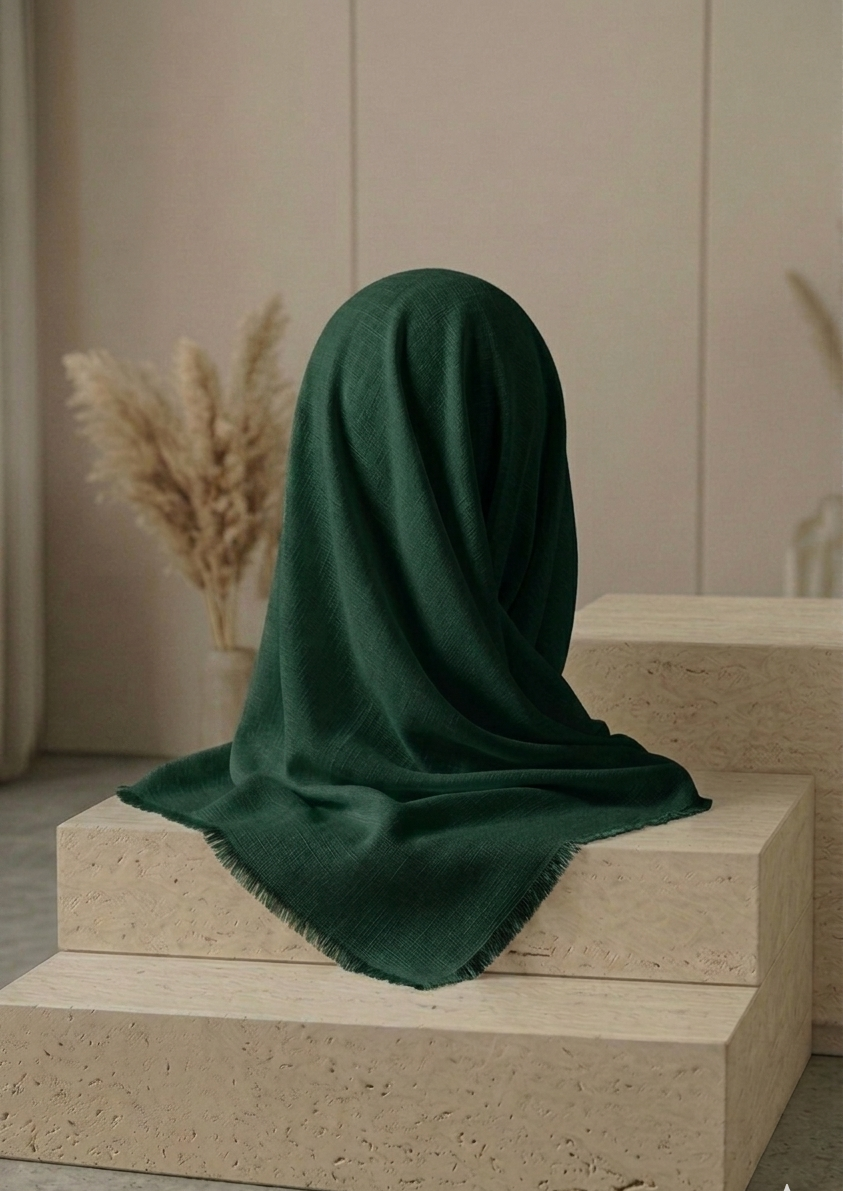 Turkish Lawn Hijab - Dark Green