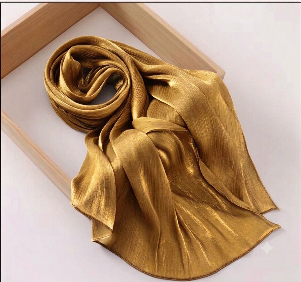 Organza Silk Hijab - Golden