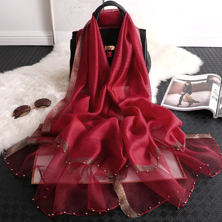 Festive Organza Hijab - Apple Red
