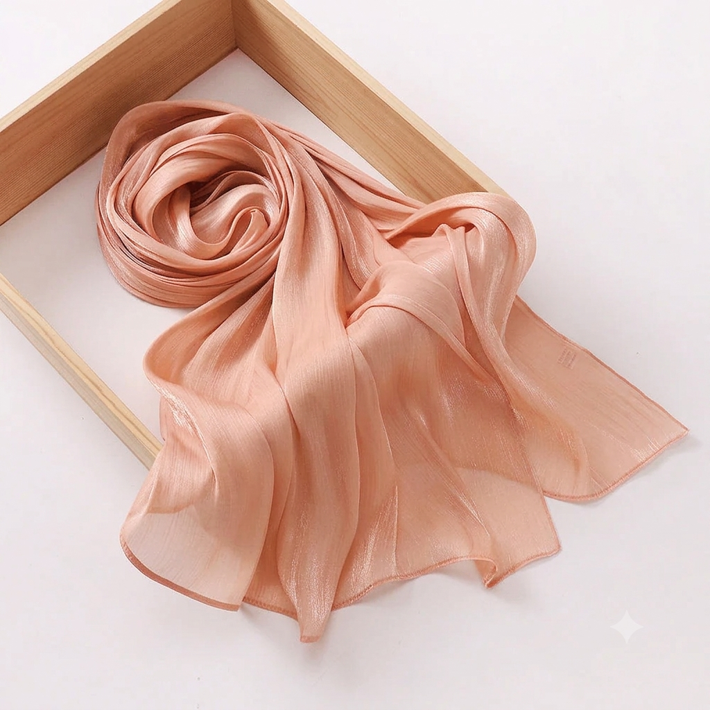 Organza Silk Hijab - Peach