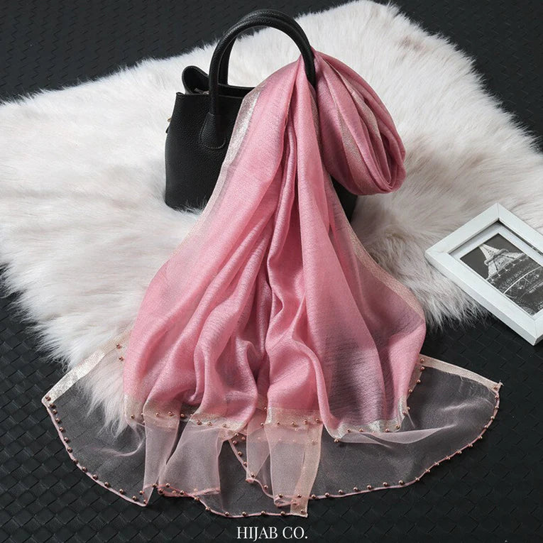 Festive Organza Hijab - Rose Pink