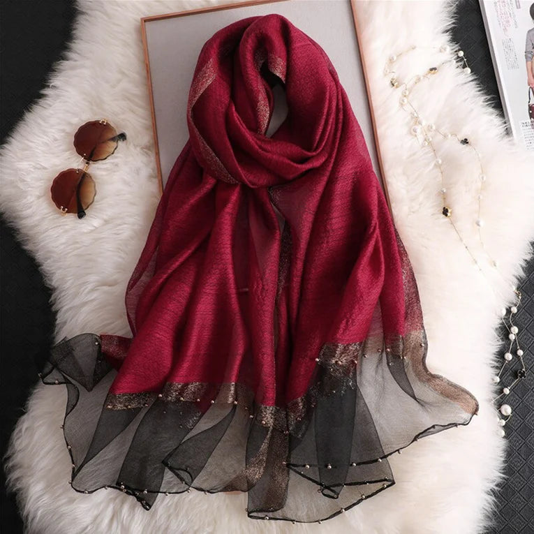 Festive Organza Hijab - Maroon