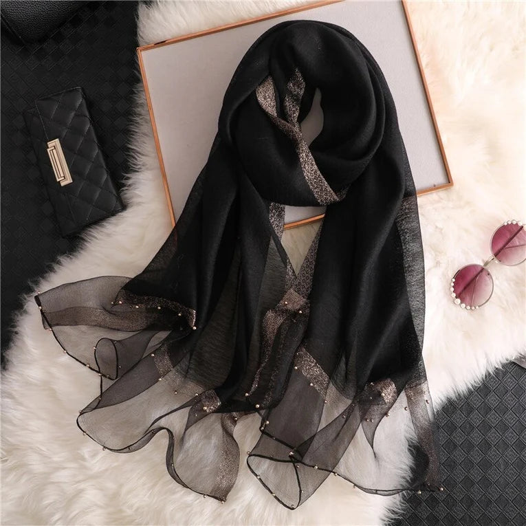 Festive Organza Hijab - Black
