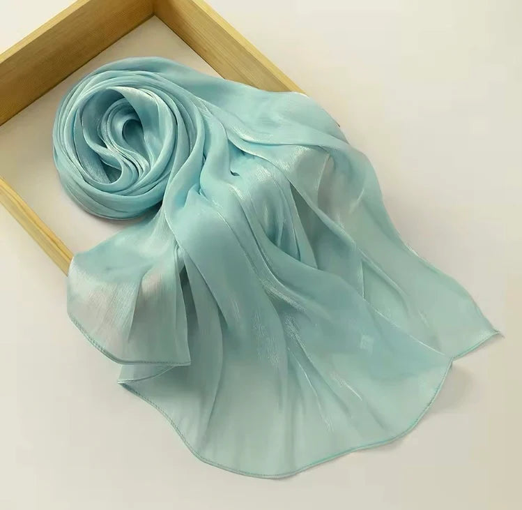 Organza Silk Hijab - Aqua