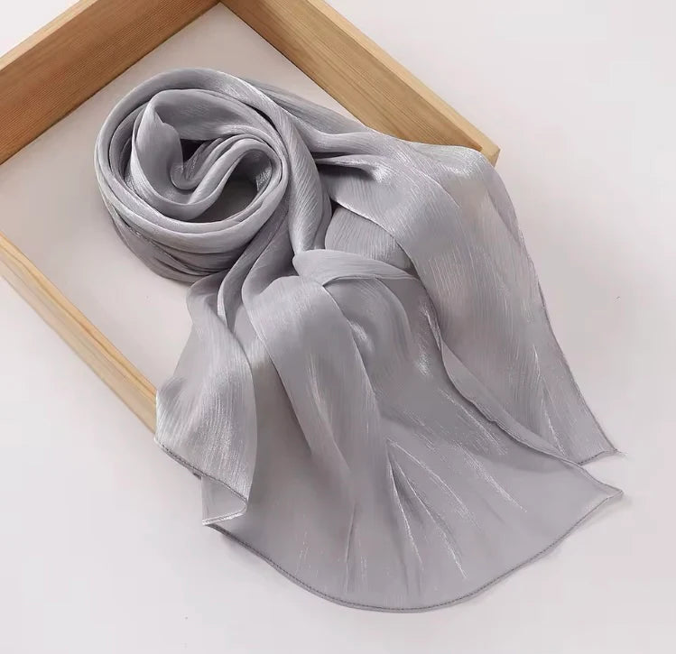 Organza Silk Hijab - Steel Grey