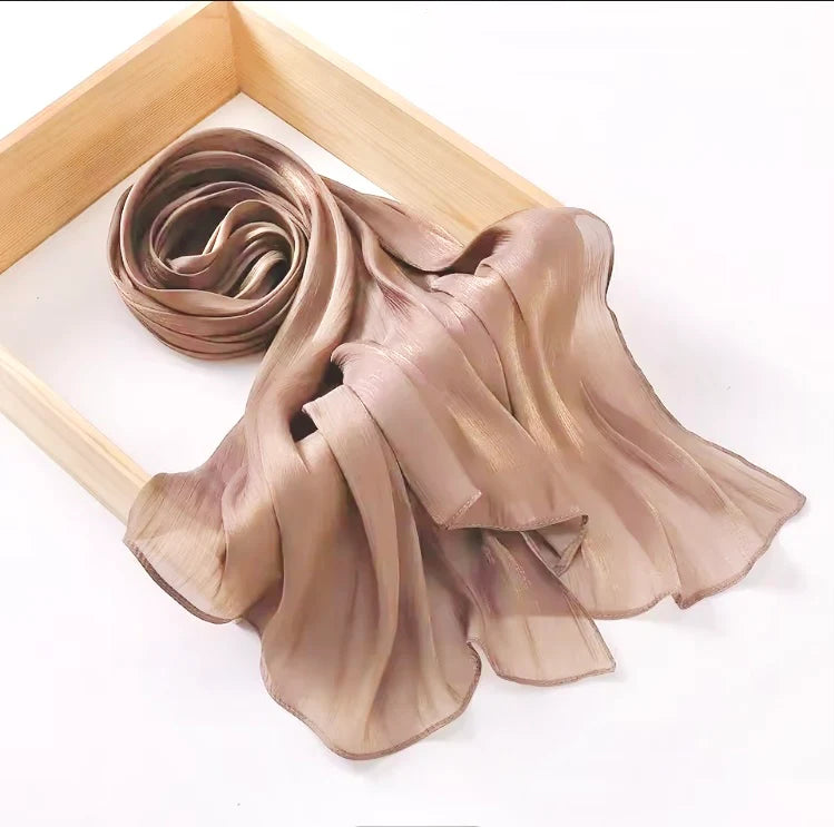 Organza Silk Hijab - Sand Gold
