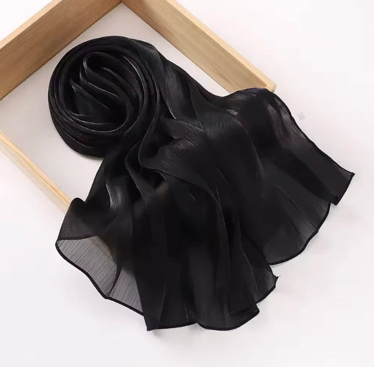 Organza Silk Hijab - Black