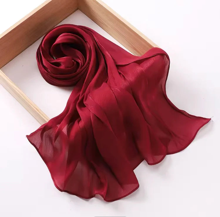 Organza Silk Hijab - Maroon