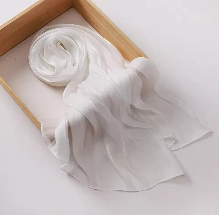 Organza Silk Hijab - White