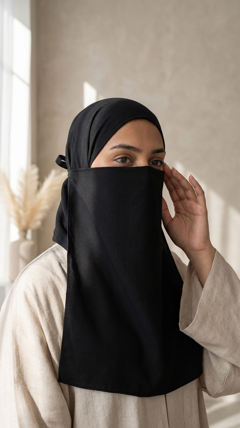 Chiffon Half Niqabs - Black