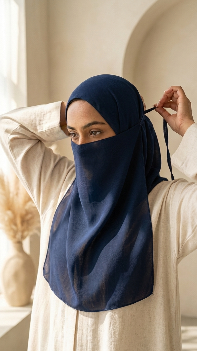 Chiffon Half Niqabs - Black